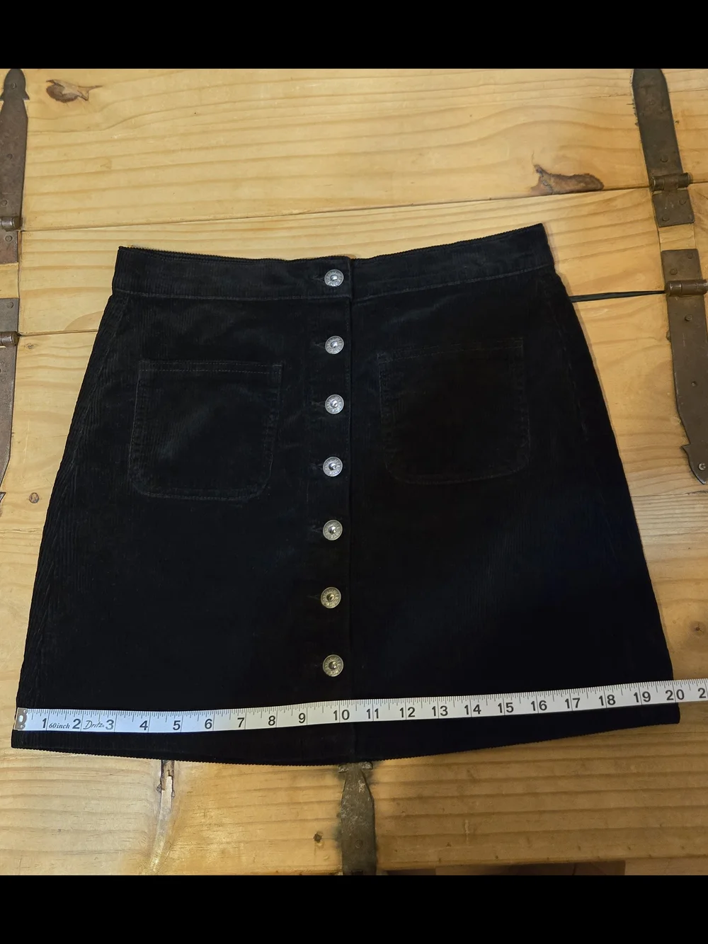 Sneak Peek Black Corduroy Button-Front Mini Skirt